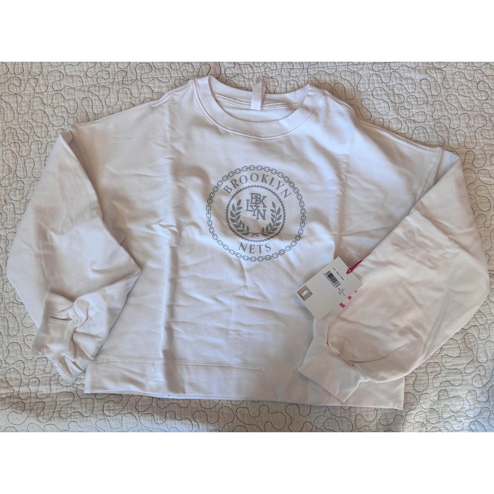 Lola Ball & Chain Brooklyn Nets NBA Cropped Sweatshirt Ice White Large